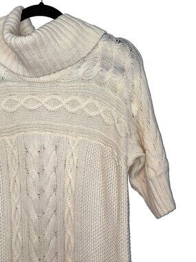Banana Republic 100% Merino Wool Ivory Cable Knit Sweater Dress - Size L